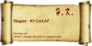 Heger Kristóf névjegykártya